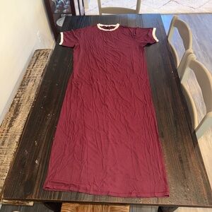 Skims Maroon Dress with White Accents